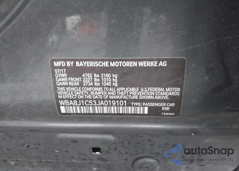 2018 BMW 328D xDrive z USA, uszkodzony, nr VIN WBA8J1C53JA019101